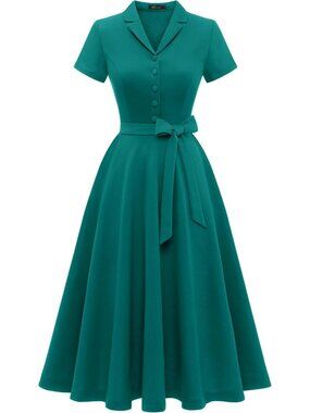 Wedtrend Women's Short Sleeve Cocktail Party Dress Work Church Dress -Turquoise